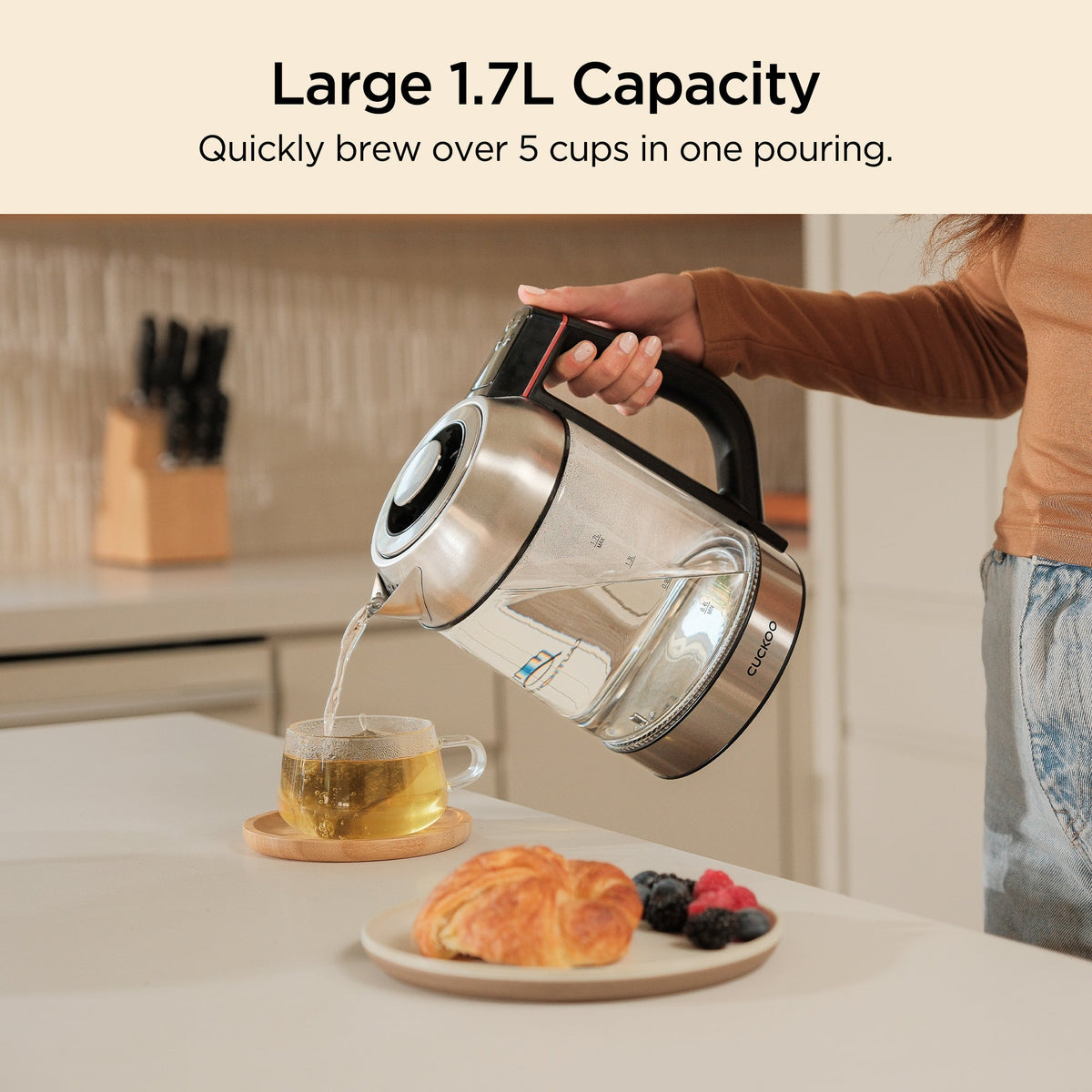 CUCKOO Electric Glass Kettle with Tea Infuser